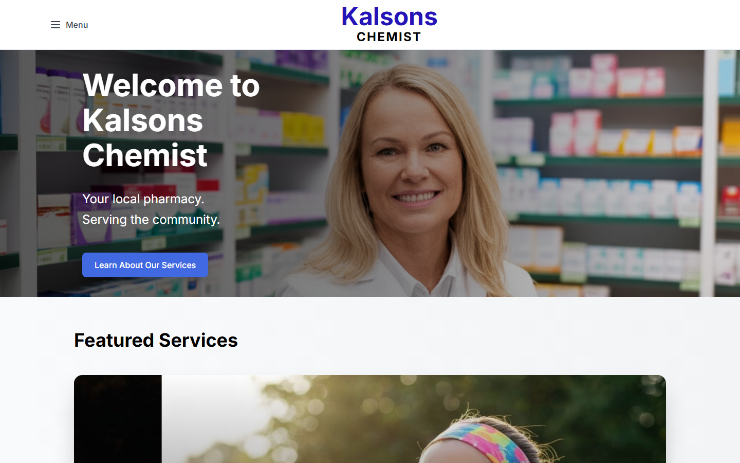 Kalsons Chemist homepage screenshot